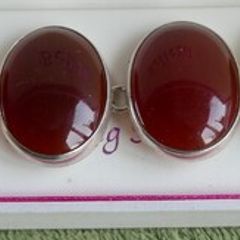 Vintage Sterling Silver 925 Carnelian Link Bracelet with Toggle Clasp L-8,5"  51,28g