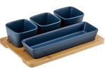 Ladelle Serving Porcelain Snack Bowl Set Of 4 Oblong Navy Ladelle