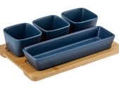 Ladelle Serving Porcelain Snack Bowl Set Of 4 Oblong Navy Ladelle