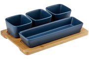 Ladelle Serving Porcelain Snack Bowl Set Of 4 Oblong Navy Ladelle