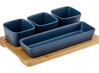 main image for ad Ladelle Serving Porcelain Snack Bowl Set Of 4 Oblong Navy Ladelle
