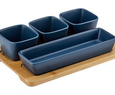 Ladelle Serving Porcelain Snack Bowl Set Of 4 Oblong Navy Ladelle