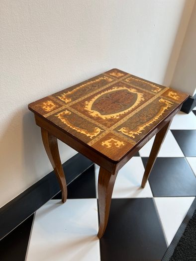Vintage Inlaid Music Box Side Table