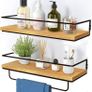 FREE EXPRESS SHIPPING White Floating Shelves Wall Mounted Set of 2 With 18kg Weight Capacity, Hanging Wall shelves for Bedroom, Kitchen, Bathroom, Living Room, Home Office, Storage Organiser Image 2