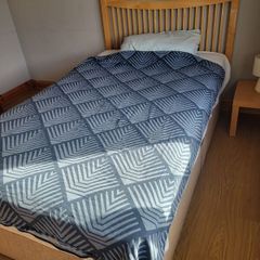 4 foot bed 6'6" long with mattress and slat headboard