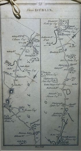 Irish Road Map (Thomas Kitchin / Terry Sculp) Dublin to Castlebar & Newport via Athlone
