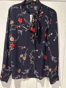 Navy Floral Blouse