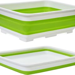 10Litre Collapsible Foldable Camping Bowl, Multi-purpose and Portable Space Saver Storage Washing Basin - Green
