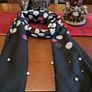 Samoon. FURTHER REDUCED.   Scarf In Black With White Polka Dots And A Littlle  Blue and Pink Also , With Decorative Pearls At The End Image 5