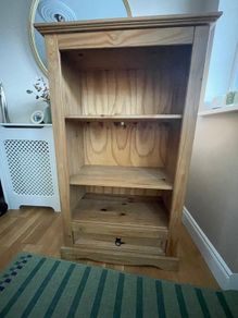 Solid Pine Bookcase with Drawer