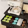 5 Tier Coffee Bar Station, Coffee Stand with Fabric Drawers, 8 S-Shaped Hooks, Corner Bar Cabinet, Height Adjustable, Bakers Rack for Kitchen, Living Room, Black Image 6