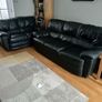 3,2,1 Italian black leather sofa Image 6