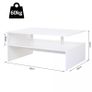 2-Tier Coffee Table Open Shelf with Metal Poles and Elevated Base Image 2