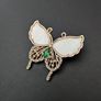 Butterfly Vintage Style Insect Emerald Crystals Gold Brooch Pin Image 3