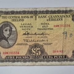 Lady Lavery 5 Pound Banknote 1963.
