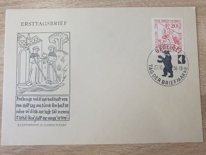 East Germany First Day Cover FDC 1956 "Stamp Day 1956" - free standard postage