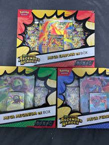Mega Evolution Ascended Heroes Mega Meganium ex, Mega Emboar ex, and Mega Feraligatr ex Boxes