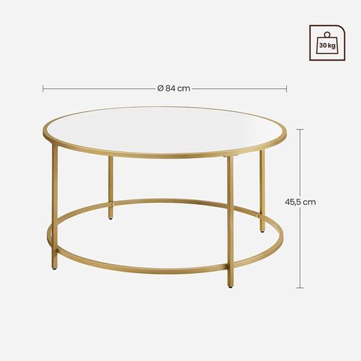Round coffee table white gold