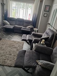 3 grey  seater reclining Sofa plus 2 armchairs recliner