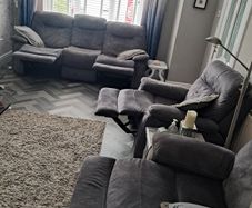 3 grey  seater reclining Sofa plus 2 armchairs recliner