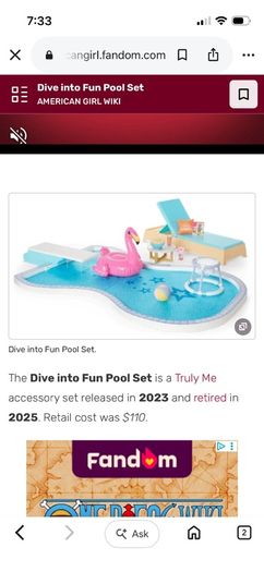 American Girl Doll The Dive into Fun Pool Set is a Truly Me accessory set