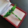 Green Crystal & Enamel Dragonfly Brooch Shawl Pin Badge Insect Fly Bug Vintage Styl Image 3