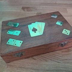 Wooden Game Set - Cards, Dice, Dominos