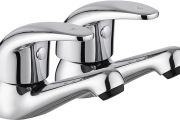 Chrome Pair of Basin Taps Hot and Cold Water Bathroom Sink Tap Top Lever Handle 1/2" Faucets, Set of 2 (FREE POSTAGE)