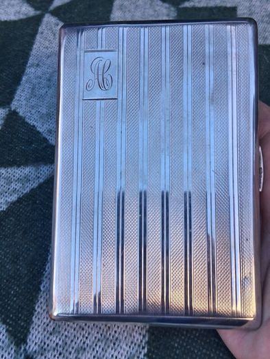 Mid Century Large Sterling Silver Gilded Cigarette Case(185 grams)