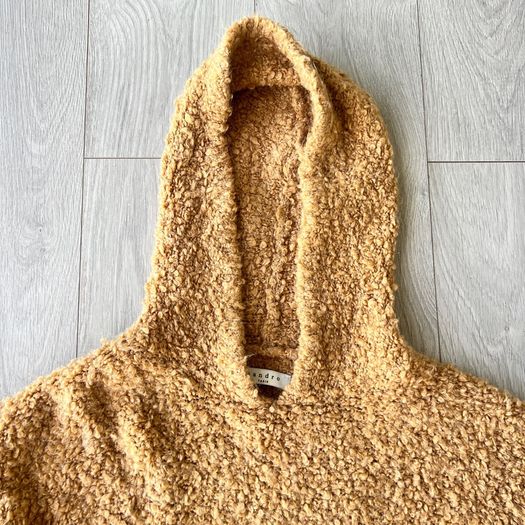 Sandro Paris Mohair Wool Blend Hooded Jumper Camel One Size