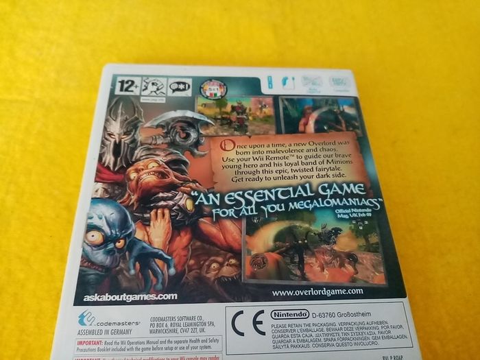 Overlord Over Loard Dark Legend Nintendo Wii Games Original