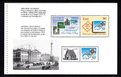 1990 Ireland Stamp Anniversary Stamp Booklet Pane (Hibernian HP37) Mint Never Hinged (MNH). Only source of 30p Per 13 1/4, 25X20mm