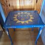 My handmade coffee table design " Golden Sun", blue with gold accents Image 5