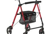 Rollator Walker for Seniors and Adult, Lightweight Aluminum Foldable Rolling Walker with Adjustable Seat and Handle, Outdoor Mobility Rollator Walker with 8" All Terrain Wheels, 300LBS Capacity