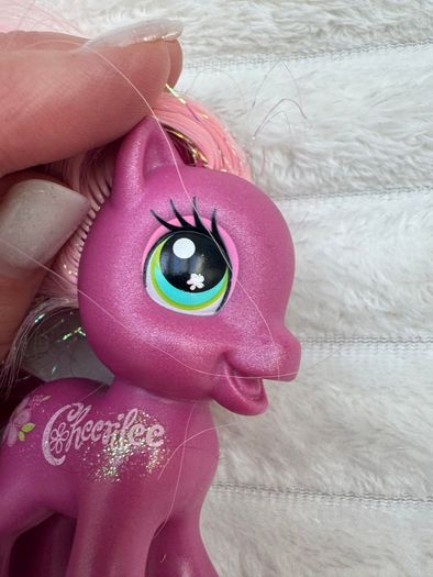 My Little Pony Cheerilee Ponytails 2008 Purple Pink Brushable approx. 10 cm. Used Please see photos
