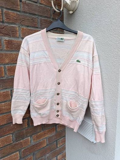 Vintage 80s Lacoste Wool Blend Knit Cardigan Womens