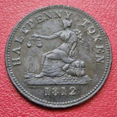 Lower Canada (Quebec) Tiffin Token 1812 Half Penny Britannia holding scales
