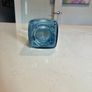 4 x Rustic Blue Glass Square 30cm Tall Bottles / Decanter With Swing Top Stopper Image 4