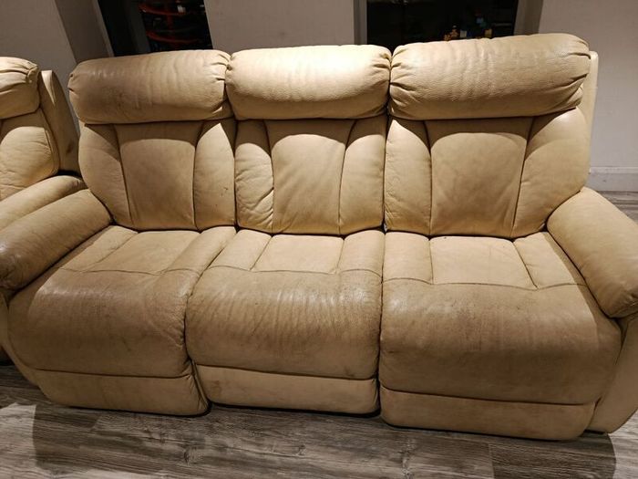 Cream leather recliner