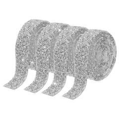 Brand New QUARKZMAN 4 Rolls 12 Yards Self-Adhesive Crystal Rhinestone Diamond Ribbon