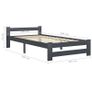 Bed Frame Dark Grey Solid Pine Wood 100x200 cm Image 2