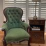 Vintage Laura ashley deep buttoned green velvet armchair Image 5