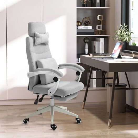 Vinsetto High Back Office Chair Reclining w/ Footrest Grey