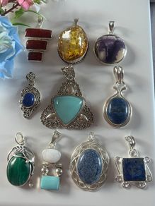 Silver Precious Stone Pendants. Beautiful Gifts! Gift Boxed.