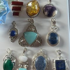 Silver Precious Stone Pendants. Beautiful Gifts! Gift Boxed.