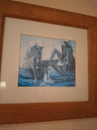 Women Bathing Signed Print 40xm x 40cm