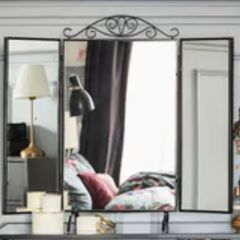 Black Metal Mirror With Jewellery Storage