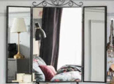 Black Metal Mirror With Jewellery Storage
