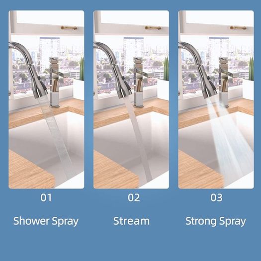 360 Degree Swivel Spout FM22 M24 Kitchen Sink Tap Spray Attachment Head with 3 Modes,Replacement Tap End Diffuser Spout,Faucet Pressurised Water Nozzle Aerator with Adapter Filter Accessories