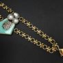 Art Deco Vintage Style Mint Enamel Faux Pearl Gold Bracelet Image 5